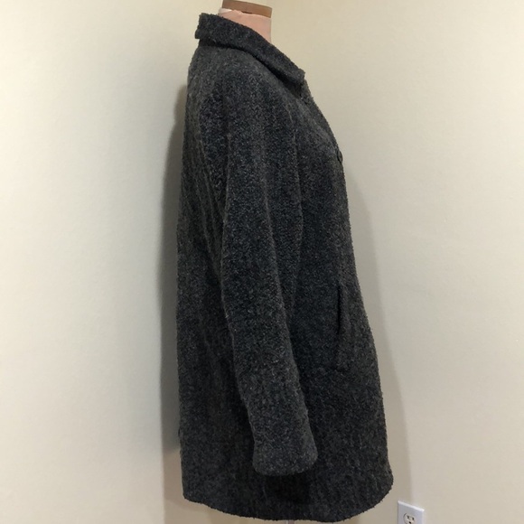Sandro Pea Coat Peacoat Size 12 Gray Fuzzy Wool Blend - Picture 6 of 14
